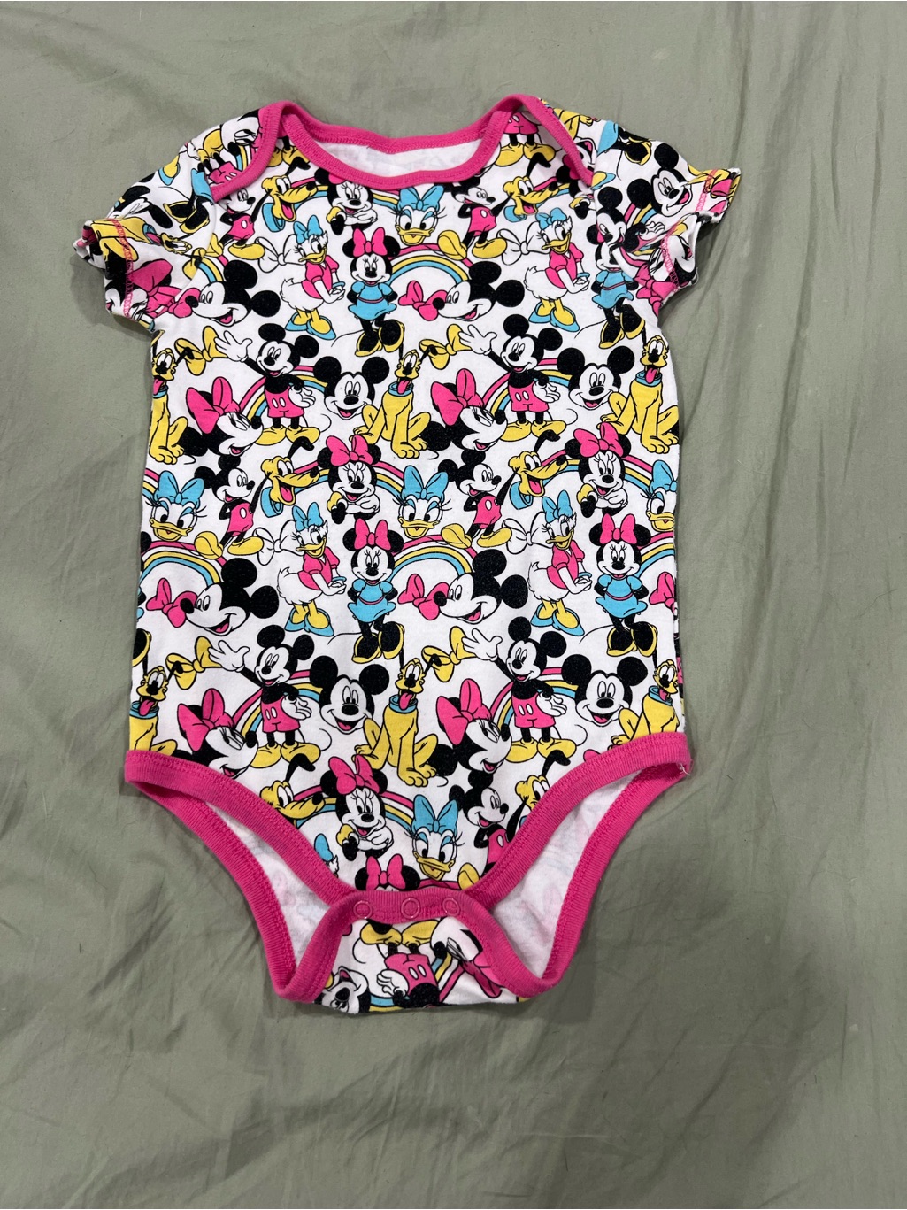 Disney Pink, White & Yellow Minnie & Friends Short Sleeve One-Piece